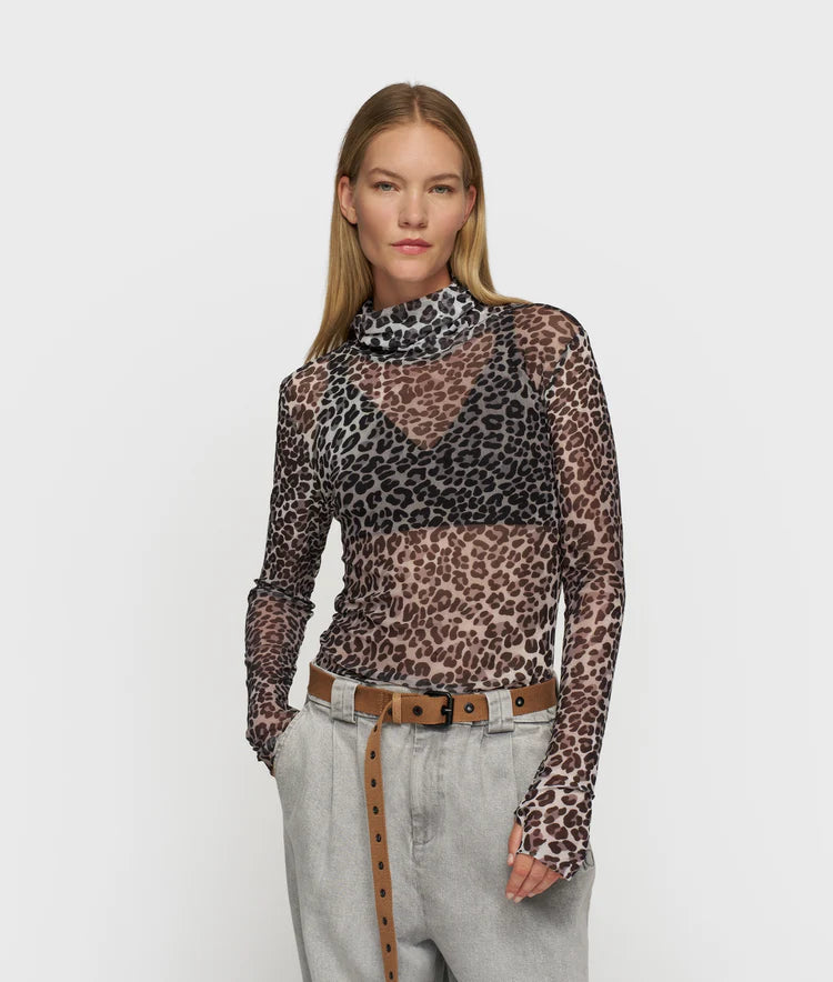 10DAYS MESH LONG SLEEVE LEOPARD