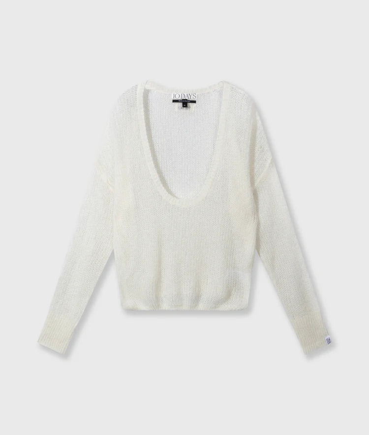 10 DAYS DEEP NECK KNIT SWEATER