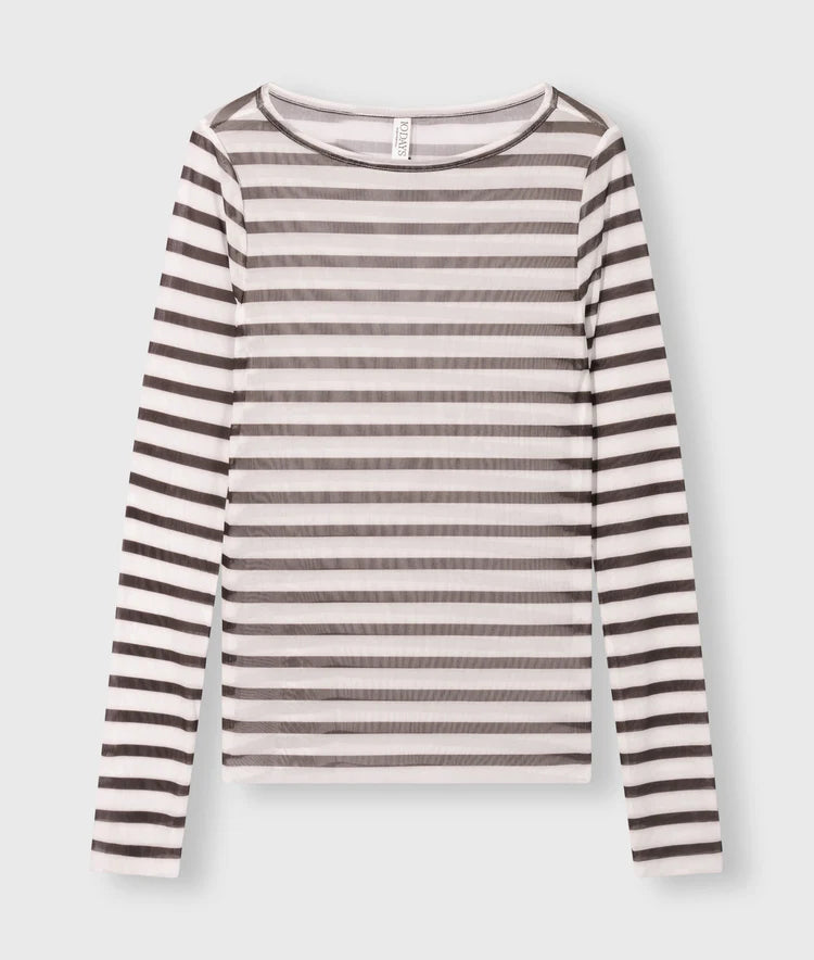 10DAYS MESH LONG SLEEVE STRIPES