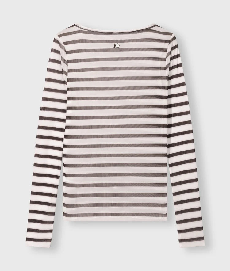10DAYS MESH LONG SLEEVE STRIPES