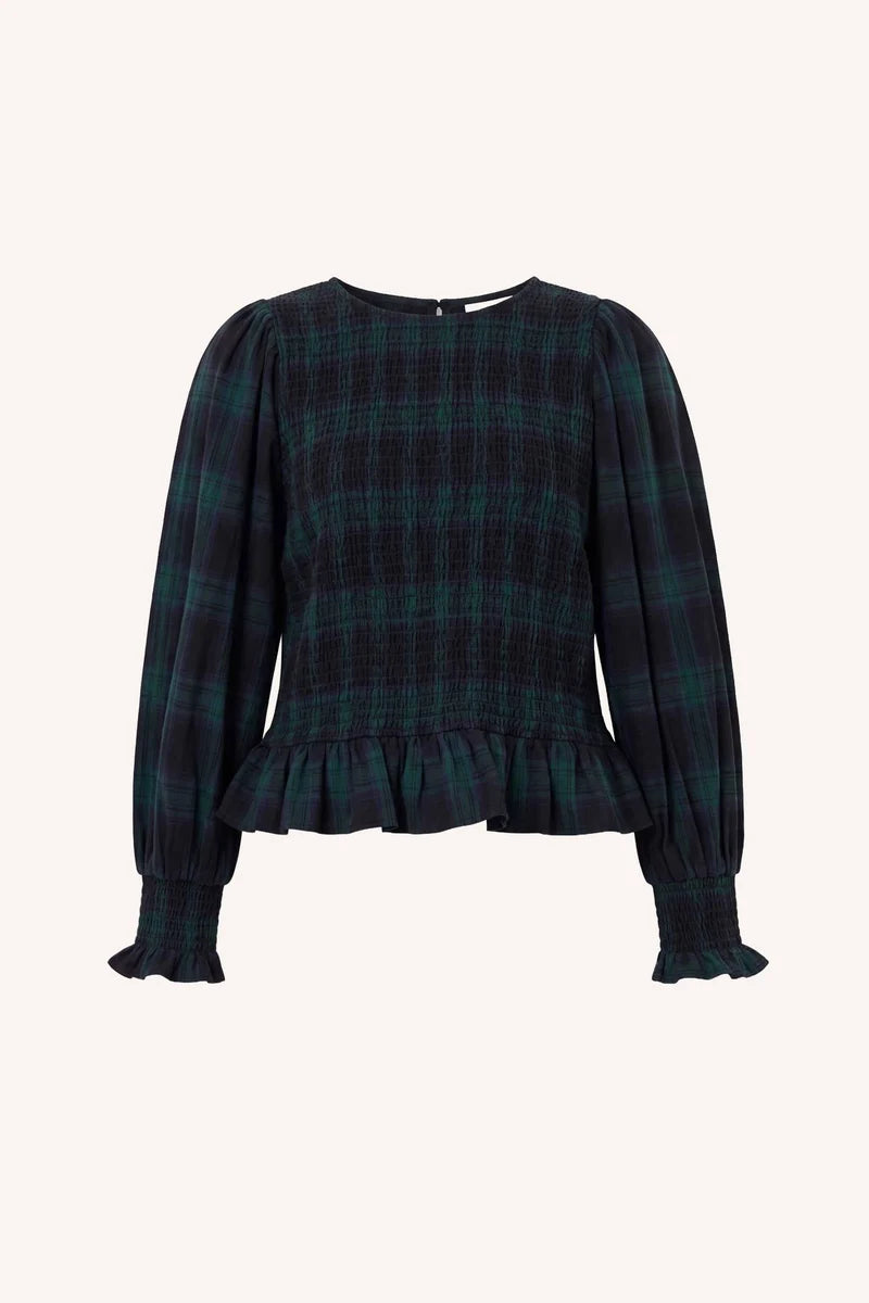 YENA GREEN CHECK BLOUSE - BY-BAR