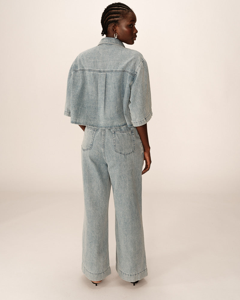 JEANS POMPON SKY BLUE - Grace & Mila