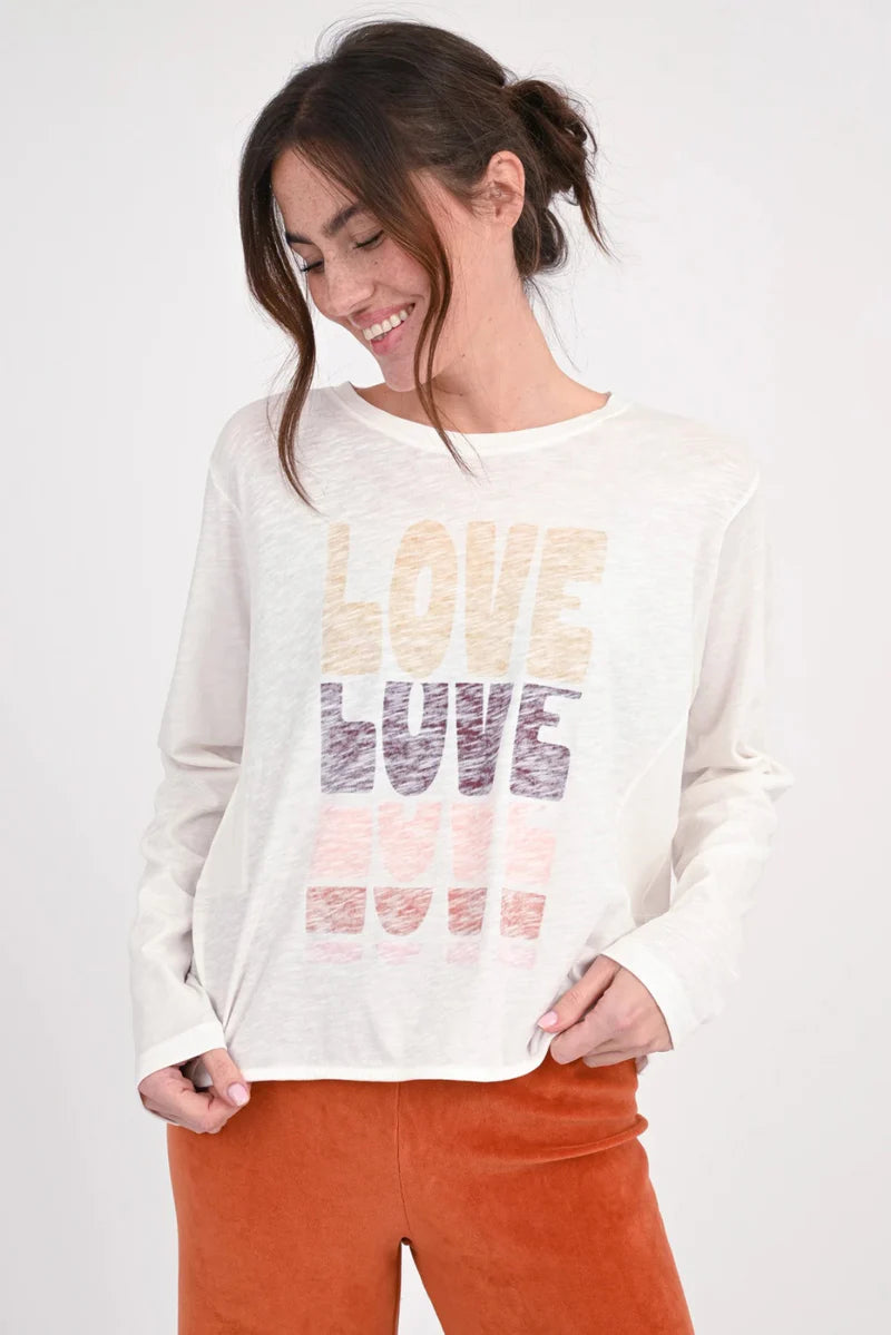 LOVE JOY VICTORY LANGARMSHIRT MIT STATEMENT-DRUCK LOVO