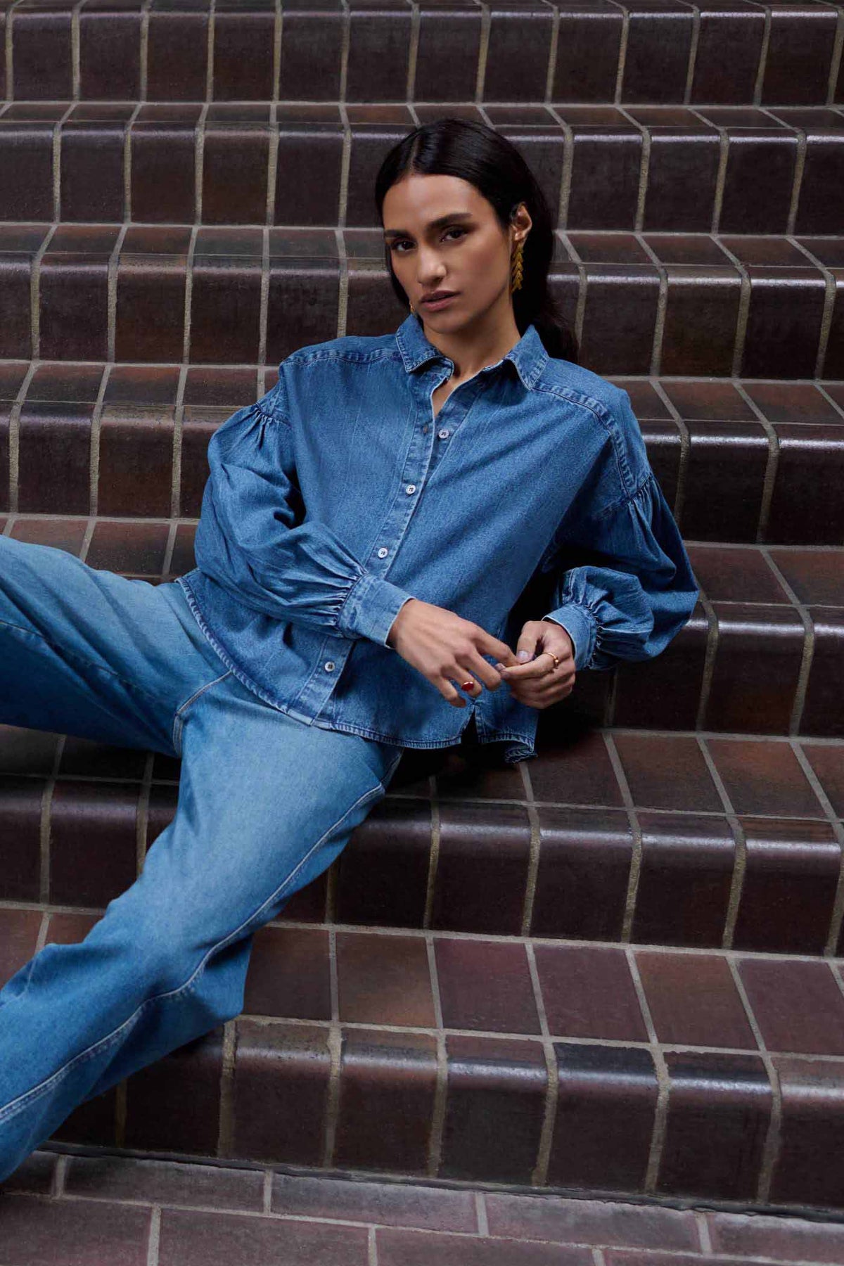 SARAH SHORT DENIM BLOUSE - BY-BAR