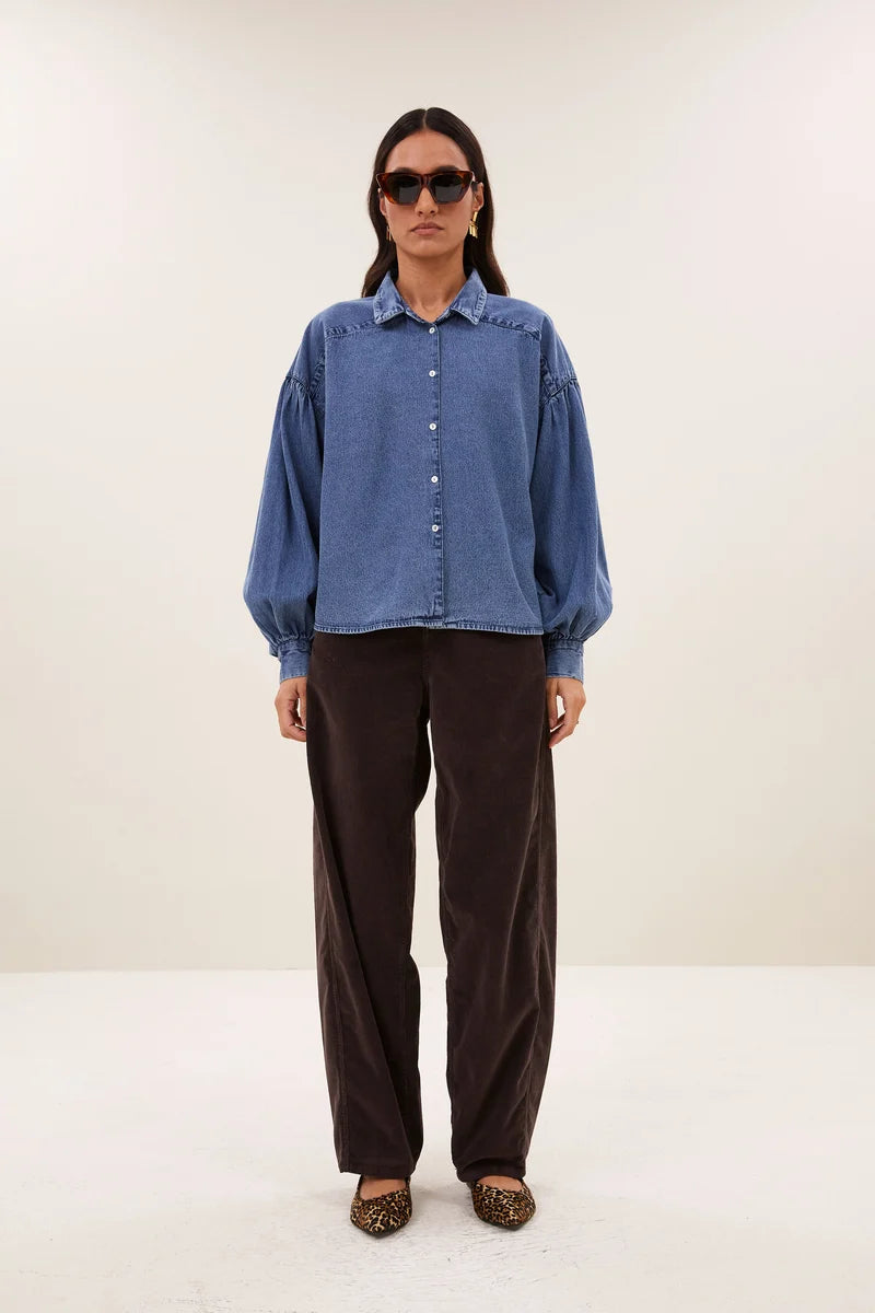 SARAH SHORT DENIM BLOUSE - BY-BAR