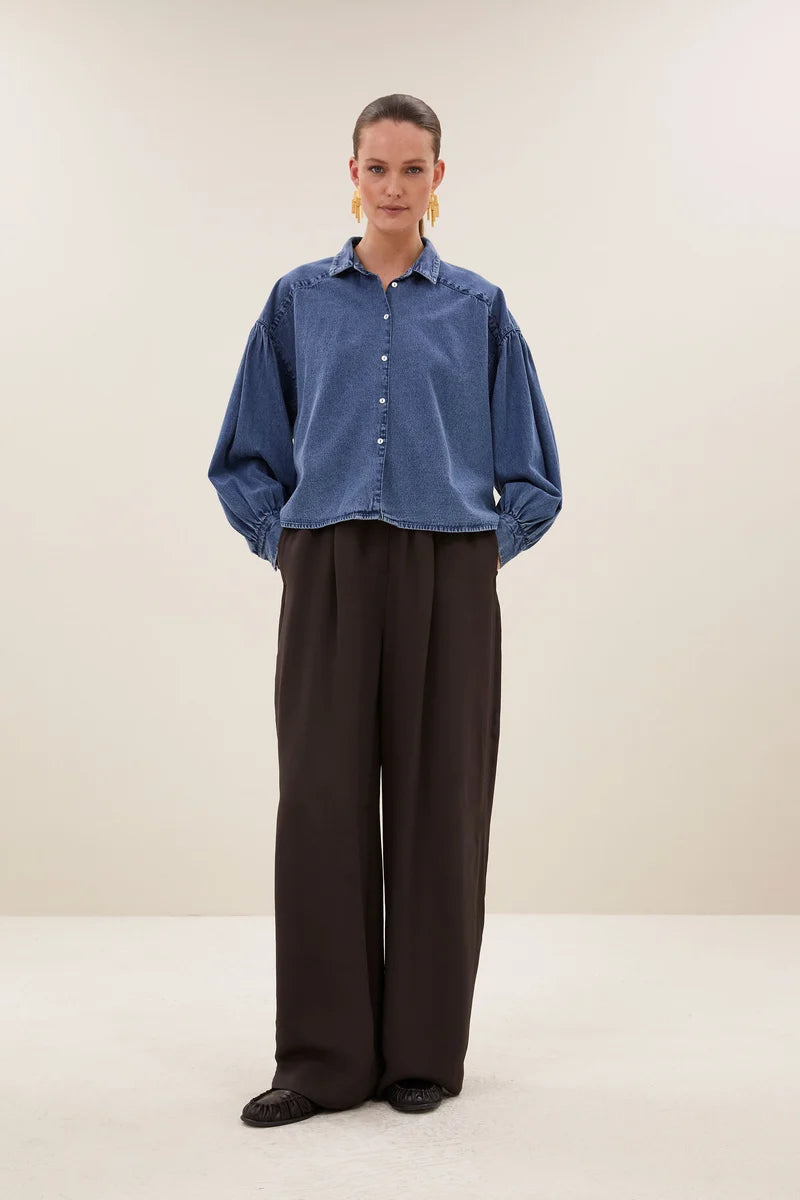 SARAH SHORT DENIM BLOUSE - BY-BAR