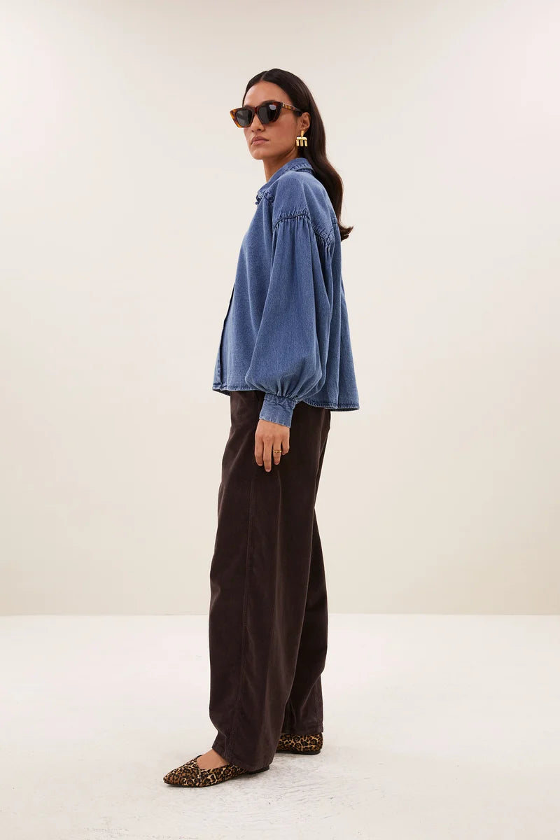 SARAH SHORT DENIM BLOUSE - BY-BAR