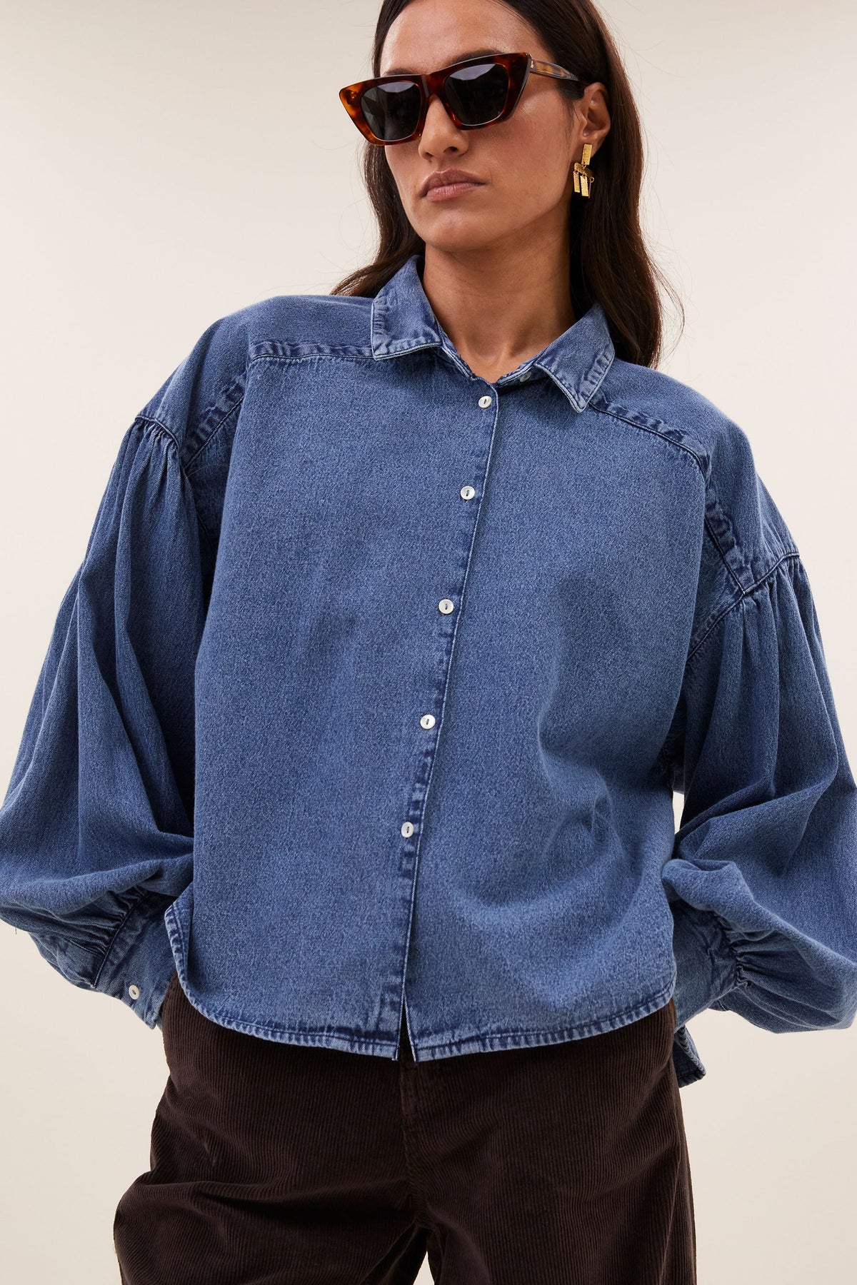 SARAH SHORT DENIM BLOUSE - BY-BAR