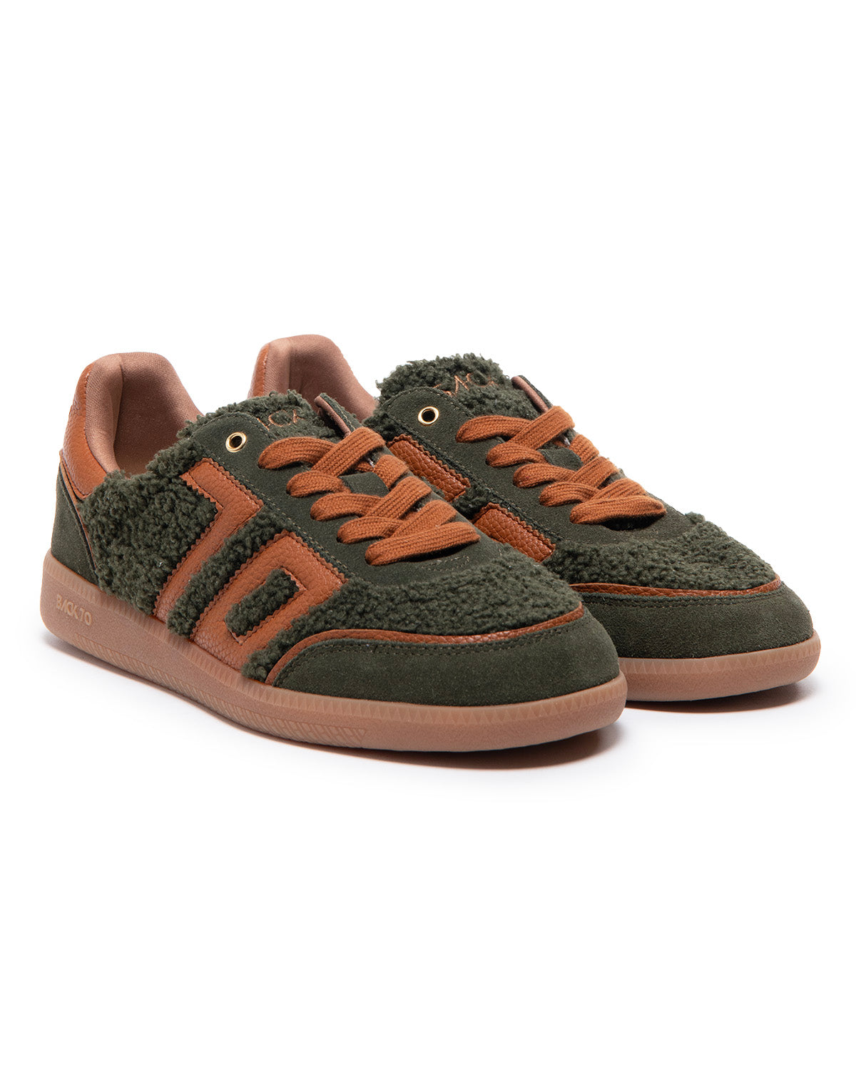 BACK70 CLOUD TEDDY OLIVE FUR OLIVE SUEDE TAN 70
