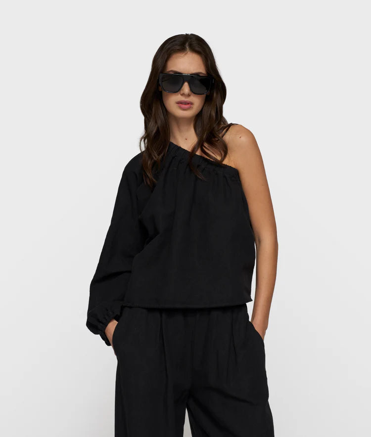 10DAYS ONE SHOULDER TOP LINEN