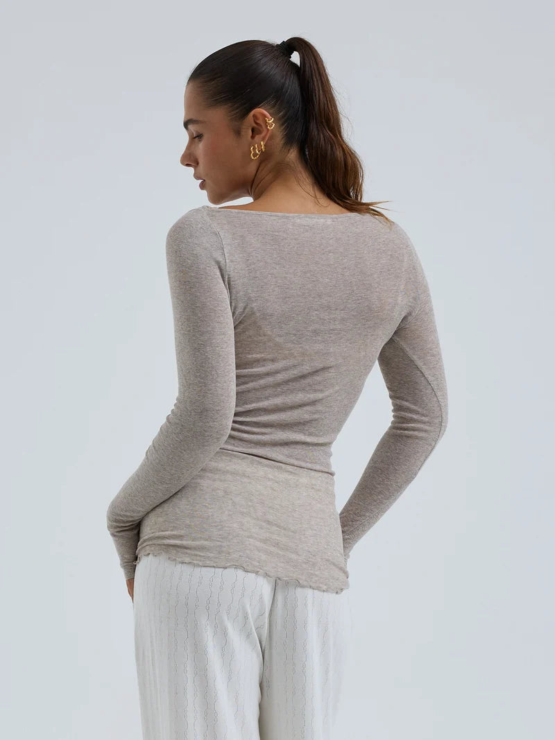 SEAMLESS BASIC COTTON BOAT NECK
