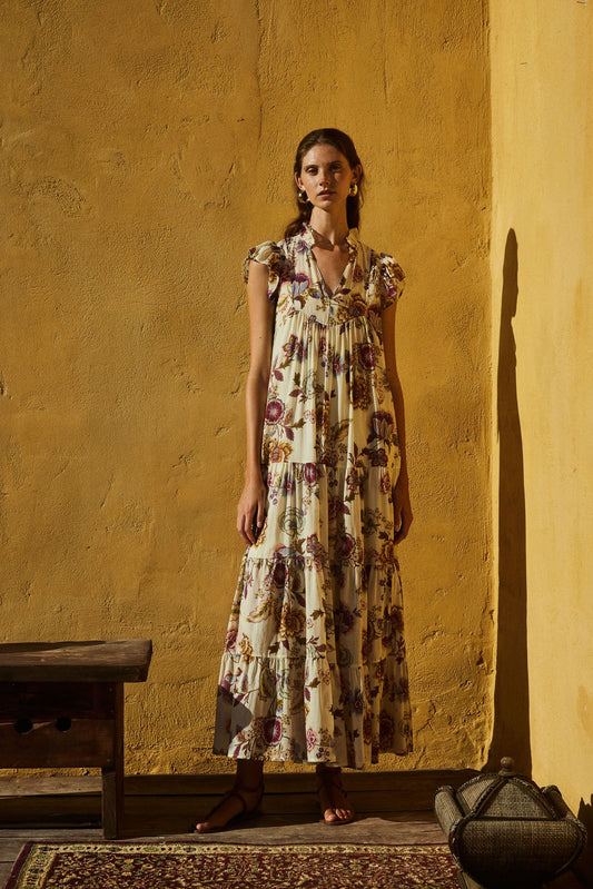 DEVOTION TWINS LONG DRESS PRINT FLOWERS