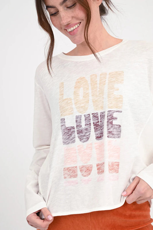 LOVE JOY VICTORY LANGARMSHIRT MIT STATEMENT-DRUCK LOVO
